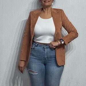 Sakowitz Brown Suede Vintage Blazer Sz S